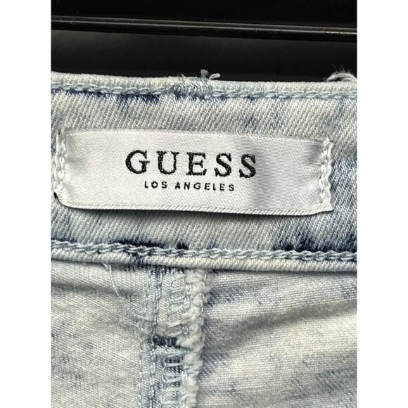 Guess Shorts Womens 28 Triangle Logo Jean Daisy Dukes Low Rise Acid Wash - Picture 4 of 9